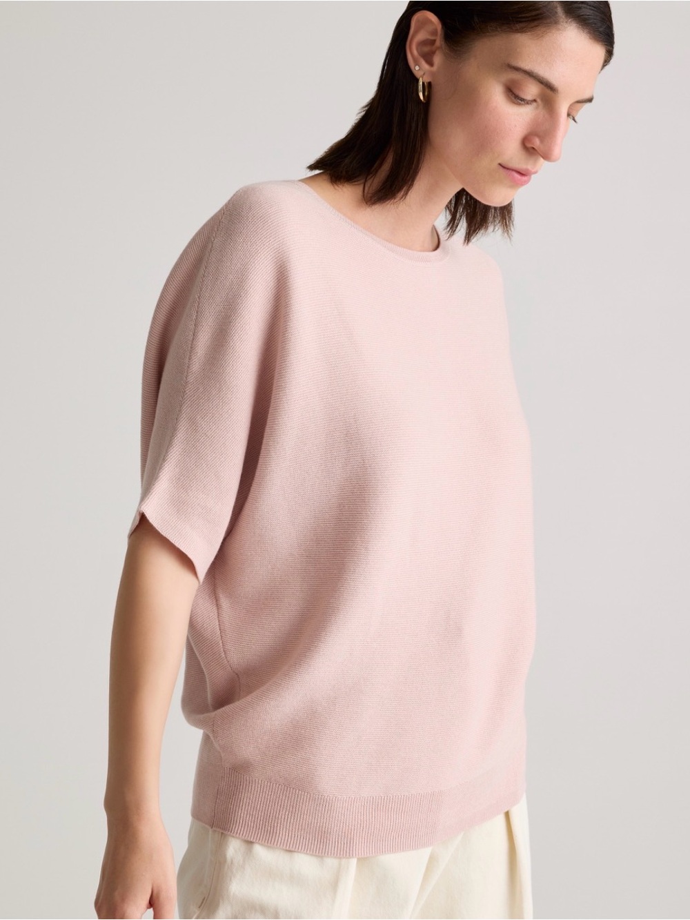 Quince womens lightweight cotton cashmere dolman sweater size medium